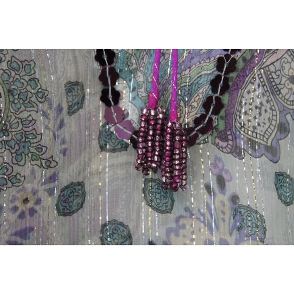 Sunny Taylor Silk Sheer Paisley Blouse with Sequins S - Picture 6 of 8